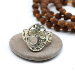 Bague argent ajourée AUM -...