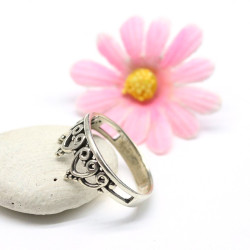 Bague argent couronne -...