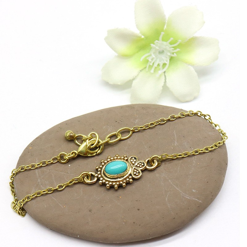 Bracelet fin et pierre turquoise - Mosaik bijoux indiens Bracelet fin et pierre turquoise - Mosaik bijoux indiens
