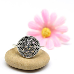 Bague argent fleur de vie -...