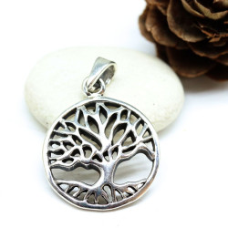 Pendentif argent rond arbre...