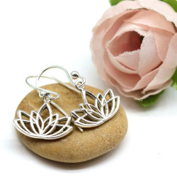 Boucles d'oreilles argent fleur de lotus