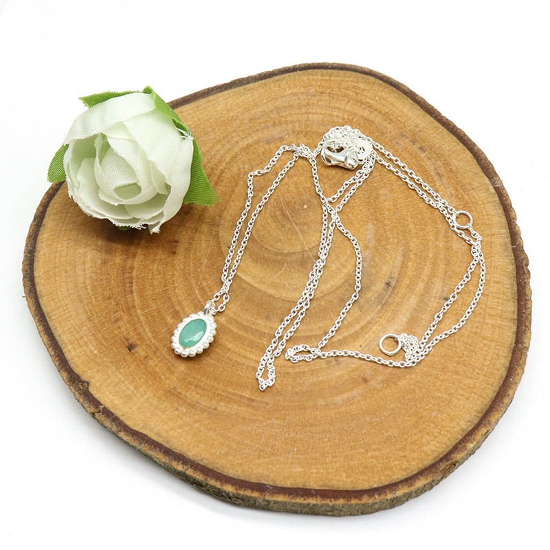 Collier argent pendentif jade - Mosaik bijoux indiens Collier argent pendentif jade - Mosaik bijoux indiens