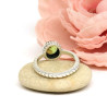 Bague argent et pierre verte - Mosaik bijoux indiens
