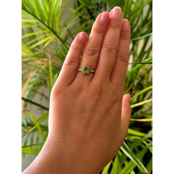 Bague péridot en argent -...