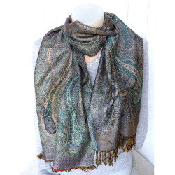 Echarpe motifs bleus, verts...
