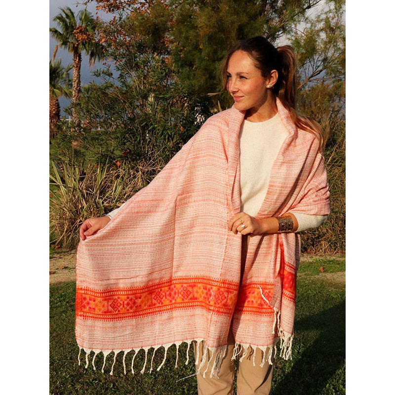 Echarpe polaire orange et blanche Echarpe polaire orange et blanche