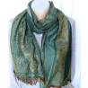 Echarpe indienne en viscose à motifs verts - f87