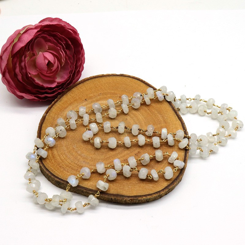 Long collier pierres de lune facettées Long collier pierres de lune facettées