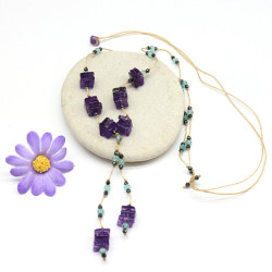 Collier améthyste sur fil