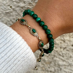 Bracelet malachite perle ronde