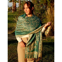 Etole indienne verte et jaune à motifs
