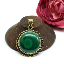 Pendentif malachite ronde...
