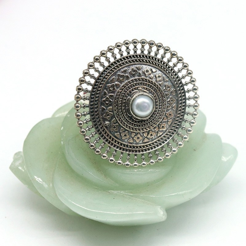 Grosse bague ronde réglable en argent Grosse bague ronde réglable en argent