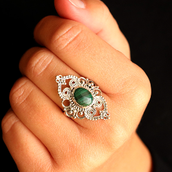 Bague pierre malachite...