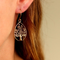 Boucle d'oreille doré arbre...