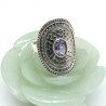 Bague argent allongée pierre violette
