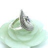 Bague argent allongée pierre violette