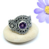 Bague argent ethnique pierre améthyste