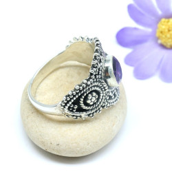 Bague argent ethnique pierre améthyste