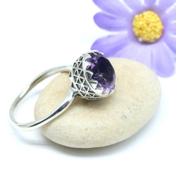 Bague argent griffée pierre...