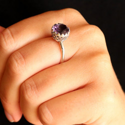 Bague argent griffée pierre...