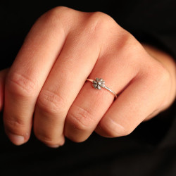 Bague fine argent et fleur