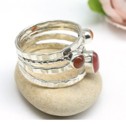 Bague argent large 3 cornalines