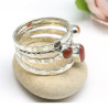 Bague argent large 3 cornalines