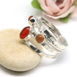 Bague argent large 3 cornalines