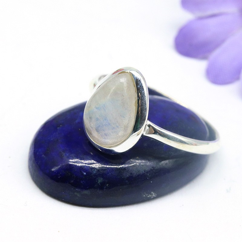 Bague argent pierre de lune forme goutte