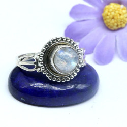 Bague pierre de lune ronde...
