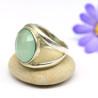 Grosse bague en argent pierre fluorite ronde