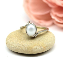 Bague argent fine perle...