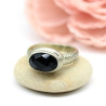 Bague en argent et onyx facettée