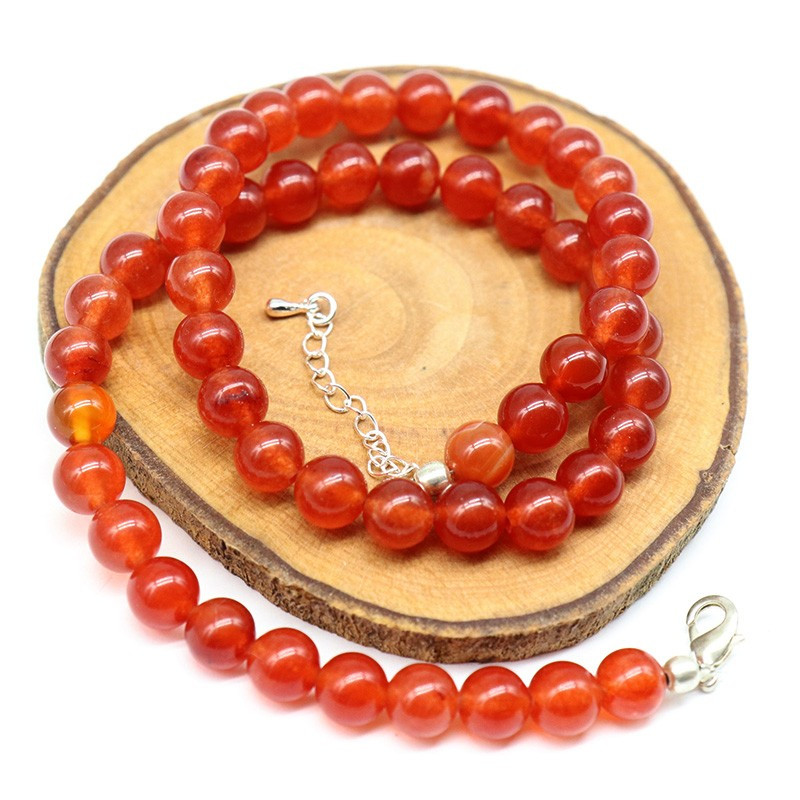 Collier cornaline pierres rondes 8mm Collier cornaline pierres rondes 8mm