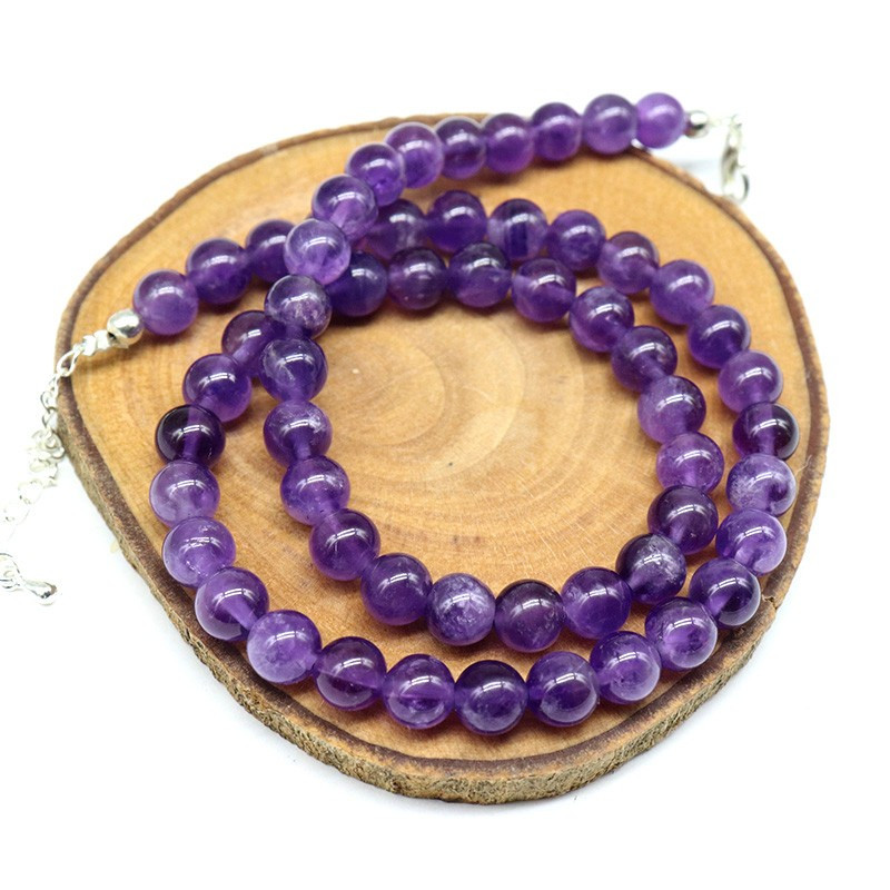 Collier améthystes rondes 8mm Collier améthystes rondes 8mm