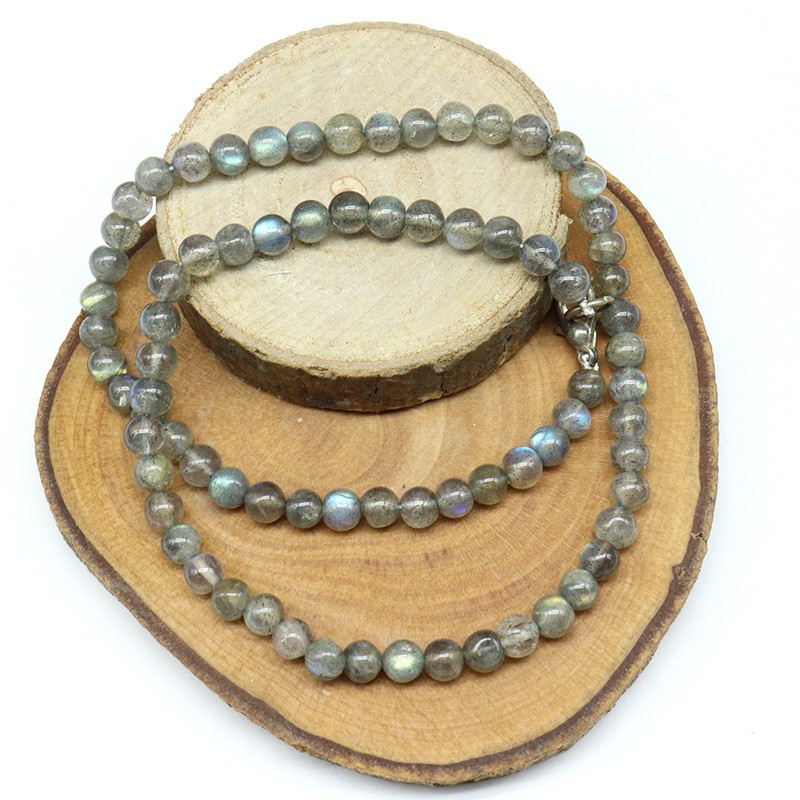Collier labradorite pierres rondes 5mm Collier labradorite pierres rondes 5mm