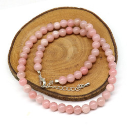 Collier opale rose pierres 6mm