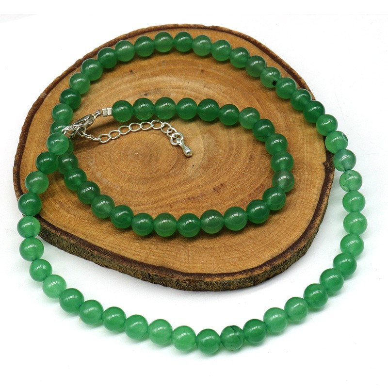 Collier jade pierres rondes 6mm Collier jade pierres rondes 6mm