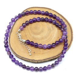 Collier améthyste pierres 6mm