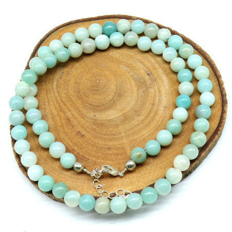 Collier amazonite bleue pierres rondes 6mm