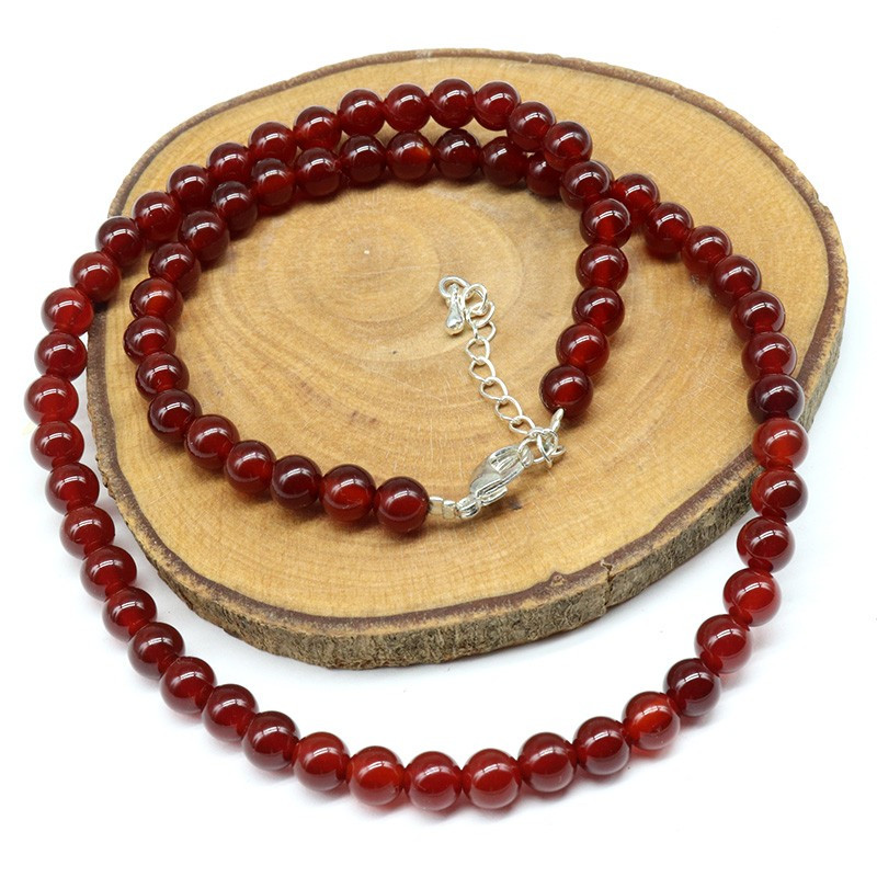 Collier cornaline foncée perles rondes 6mm Collier cornaline foncée perles rondes 6mm