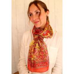 Foulard femme soie rouge à...