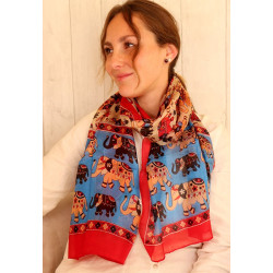 foulard en soie rouge et...