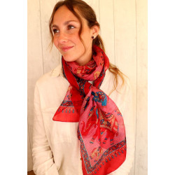 Foulard soie rouge et rose...
