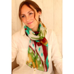 Foulard en soie vert et...