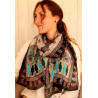 Foulard en soie noir et blanc à motifs