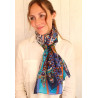 Foulard en soie à motifs cachemire bleu et turquoise