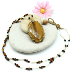 Collier oeil de tigre sur fil